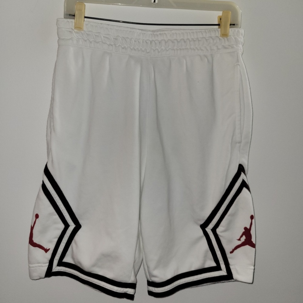 Jordan Jumpman Fleece Diamond Shorts Size Small White Red Black CV7317-100